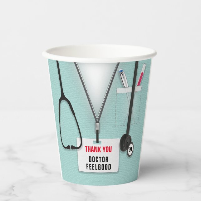 Vasos De Papel Médica médico, enfermera o cuidador (Anverso)