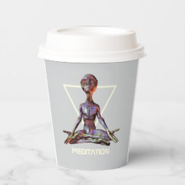 Vasos De Papel Meditación. Extranjero en posición tranquila