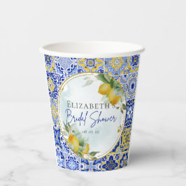 Vasos De Papel Mediterranean Blue Tiles Limones Despedida de Solt