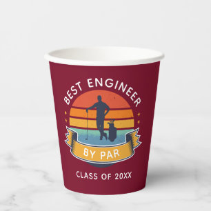 Vasos De Papel Mejor Ingeniero Por Par Amante del Golf Fiesta