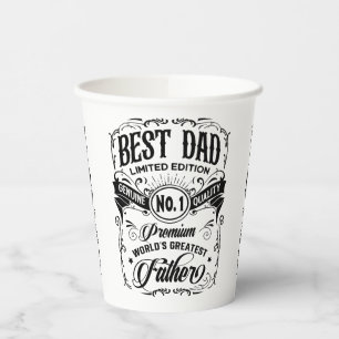 Vasos De Papel Mejor Padre Edición Limitada Premium Padre