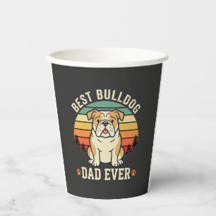 Vasos De Papel Mejor papá Bulldog Retro Vector