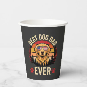 Vasos De Papel Mejor papá de perro Retro Golden Retriever