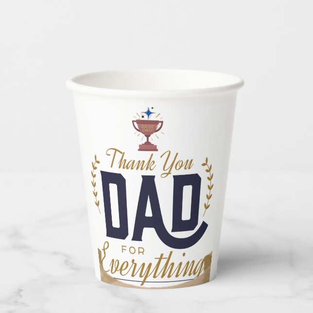 Vasos De Papel Mejor Papá – Diseño de Agradecimiento (Anverso)