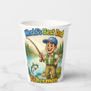 Vasos De Papel Mejor Papá Pescador junto al Lago Divertida Idea d