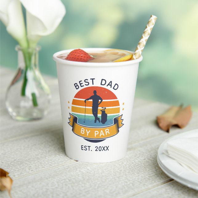 Vasos De Papel Mejor Papá Por El Personalizado De Par Golf Lover (in situ)