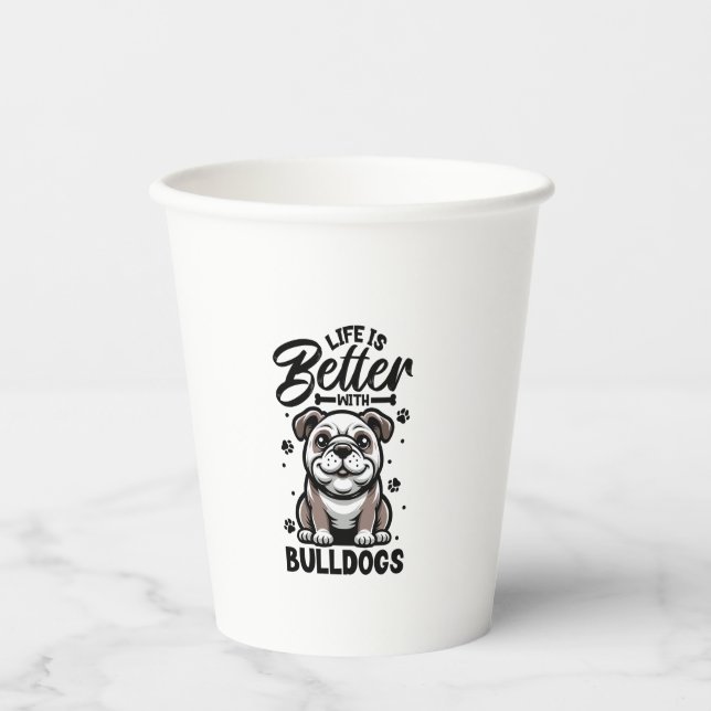 Vasos De Papel Mejor vida con Bulldog (Anverso)
