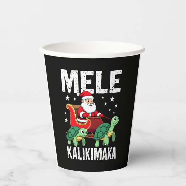 Vasos De Papel Mele Kalikimaka Christmas Shirt � Santa Sleigh Sea (Anverso)