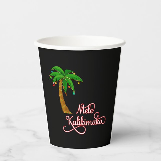 Vasos De Papel Mele Kalikimaka Sudor hawaiano para Navidades (Anverso)
