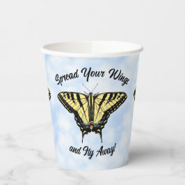 Vasos De Papel Melocotón amarillo con cielo azul personalizado