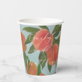 Vasos De Papel Melocotones con tazas de papel para novios de azul