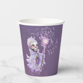 Vasos De Papel Melodías mágicas del lindo esqueleto morado.