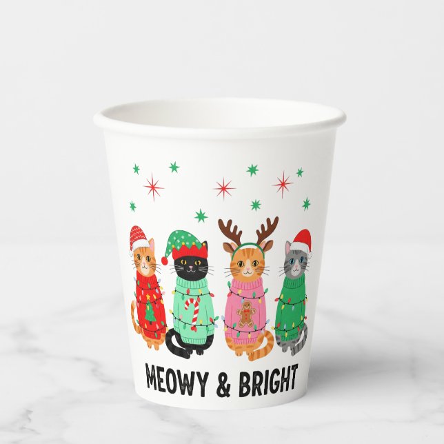 Vasos De Papel Meowy Navidades Cat (Anverso)