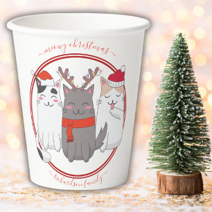 Vasos De Papel Meowy Navidades Xmas Cats