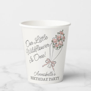 Vasos De Papel Mercado de flores rosadas Cumpleaños floral Fresca