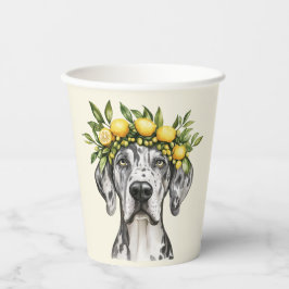 Vasos De Papel Merle Great Dane Dog Lemon Crown