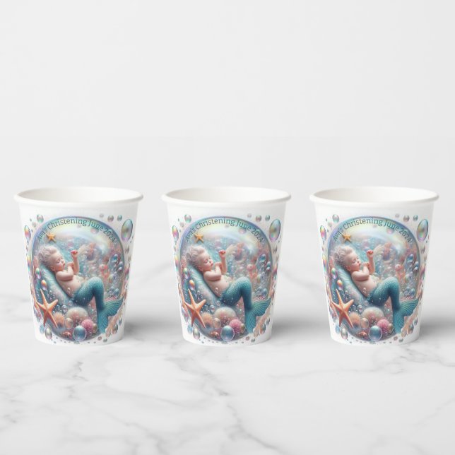 Vasos De Papel Mermaid Christening (Multi)