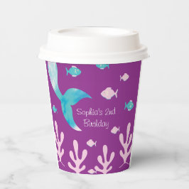 Vasos De Papel Mermaid Under the Sea Pastel Purple Girls Birthday