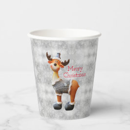 Vasos De Papel Merry Christmas moose wearing a hat     
