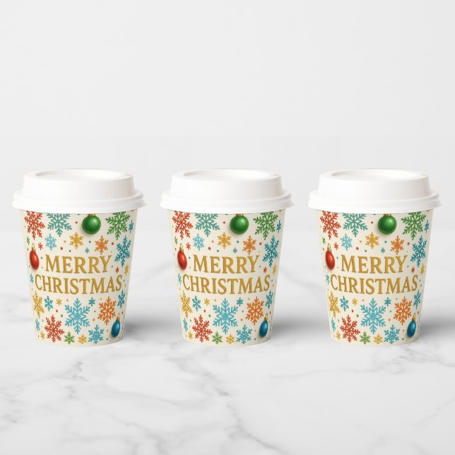 Vasos De Papel Merry Christmas paper cups. (Multi)