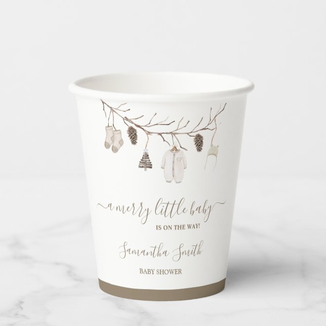 Vasos De Papel Merry Little Christmas Winter Baby Shower (Anverso)