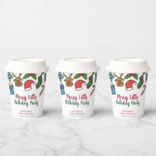 Vasos De Papel Merry Little Navidades Personalizado de cumpleaños
