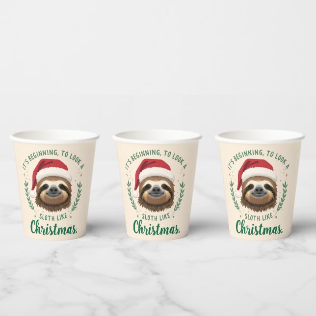 Vasos De Papel Merry Slothmas, Paper Cups (Multi)