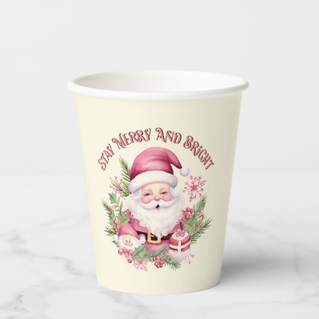 Vasos De Papel Merry y Bright - Santa Rosa (Anverso)