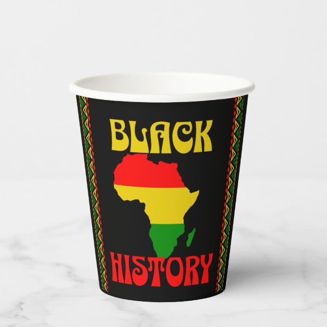 Vasos De Papel Mes de la Historia Negra, afroamericano (Anverso)
