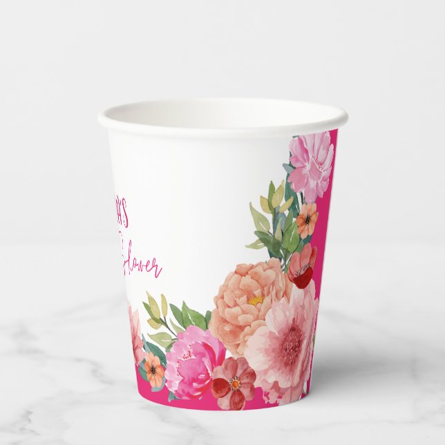 Vasos De Papel Mesa de desayuno nupcial de acuarela floral rosa b (Reverso )