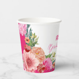 Vasos De Papel Mesa de desayuno nupcial de acuarela floral rosa b