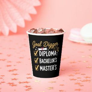 Vasos De Papel Meta de graduación de maestría Digger lo dominó Cl