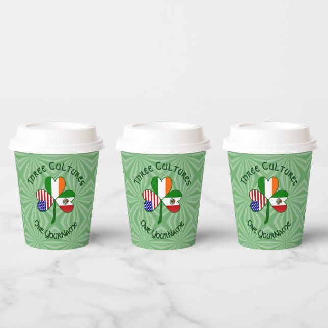 Vasos De Papel Mexico Ireland USA Shamrock Personalized Text (Multi)