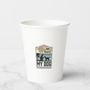 Vasos De Papel Mi corazón mi perro grabado vintage diseño amante 