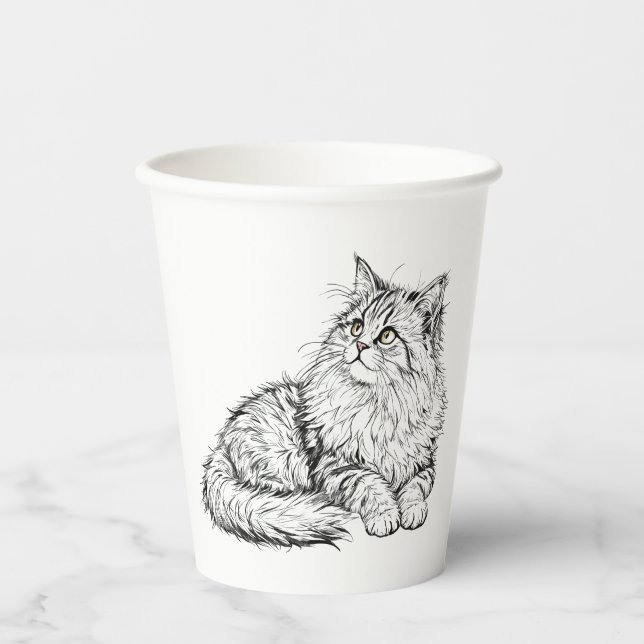 Vasos De Papel Mi gato es lindo. (Anverso)