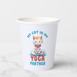 Vasos De Papel Mi Gato Es Mi Pareja De Yoga -Gato Mediador Adorab