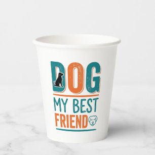 Vasos De Papel Mi mejor amigo perro Diseño de camiseta vintage pa