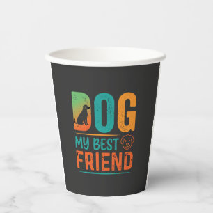 Vasos De Papel Mi Mejor Amigo Perro Diseño Retro
