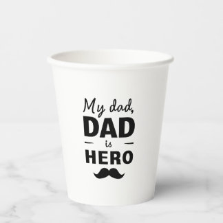 Vasos De Papel Mi papá es héroe - Audaz tipografía del Día del Pa
