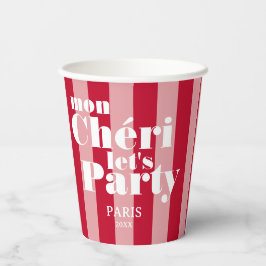 Vasos De Papel Mi Querida Vamos a la Fiesta Rojo Cereza Franja Au
