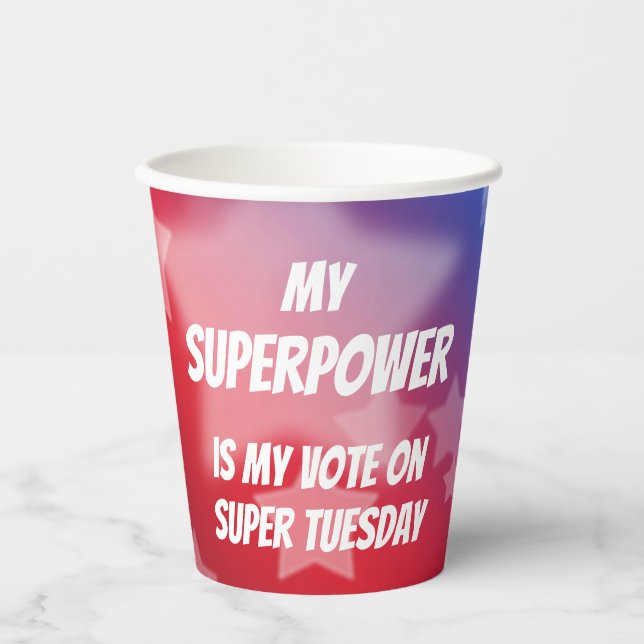 Vasos De Papel Mi superpoder es mi voto sobre el ratón Super Mart (Anverso)