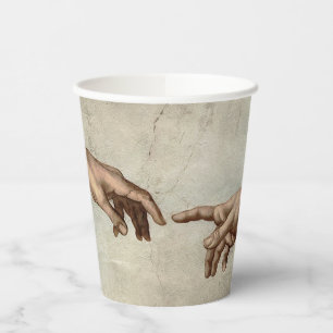 Vasos De Papel Michaelangelo manos creación adam dios
