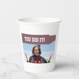 Vasos De Papel Michelle Obama - Copa de Papel de Graduación