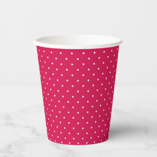 Vasos De Papel Micro Lunares Blanco - Rojo Frambuesa
