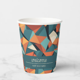 Vasos De Papel Mid-Century Geometric Teal & Orange | Custom