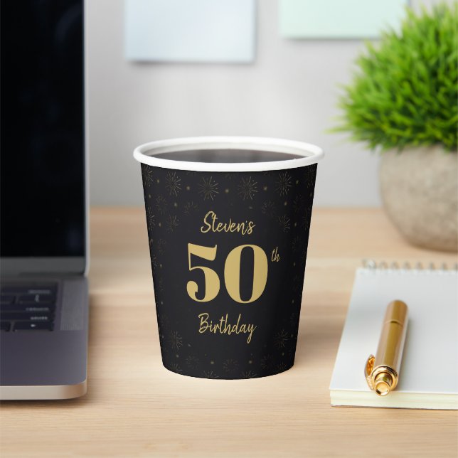Vasos De Papel Midnight Gold Milestone Paper cup (in situ)