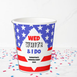 Vasos De Papel Mié, Blanco & Yo Hago Evento de Boda Patriótica
