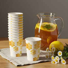 Vasos De Papel Miel Pequeña En Camino Del Monograma De La Abeja