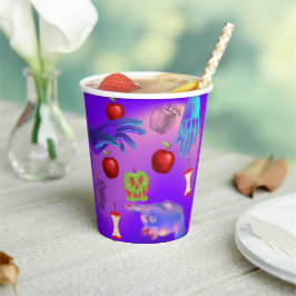 Vasos De Papel Mikitiez calavera roja manzana tóxica vegana veran