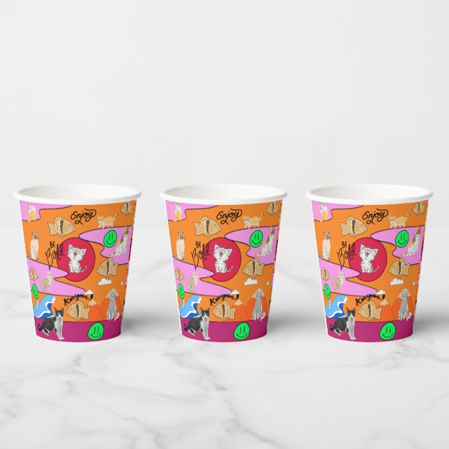 Vasos De Papel Mikitiez meow fiesta de verano (Multi)